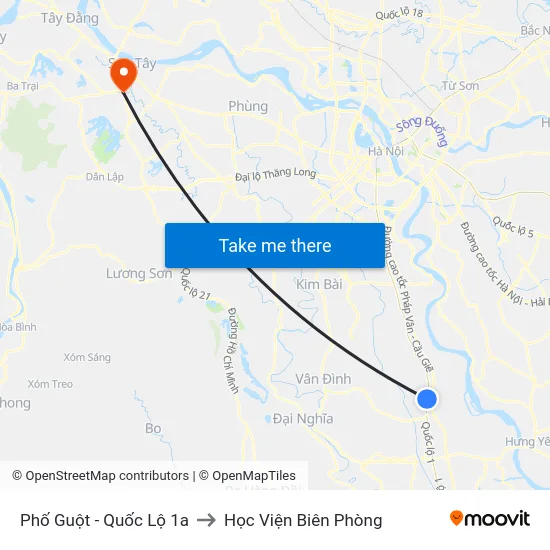 Phố Guột - Quốc Lộ 1a to Học Viện Biên Phòng map