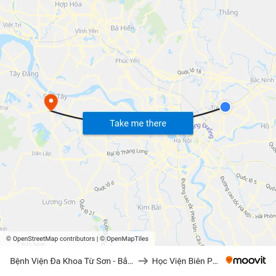 Bệnh Viện Đa Khoa Từ Sơn - Bắc Ninh to Học Viện Biên Phòng map