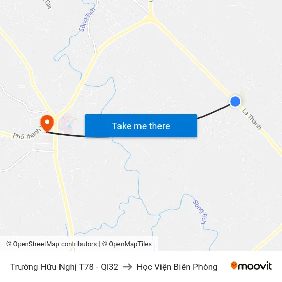 Trường Hữu Nghị T78 - Ql32 to Học Viện Biên Phòng map