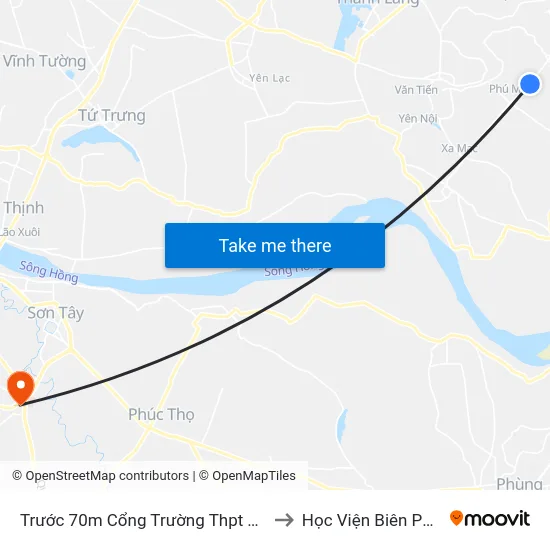 Trước 70m Cổng Trường Thpt Tự Lập to Học Viện Biên Phòng map