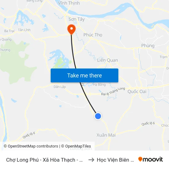 Chợ Long Phú - Xã Hòa Thạch - Quốc Lộ 21 to Học Viện Biên Phòng map