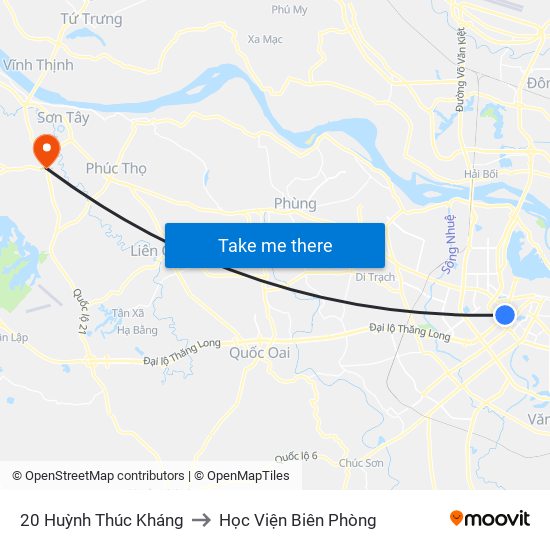 20 Huỳnh Thúc Kháng to Học Viện Biên Phòng map
