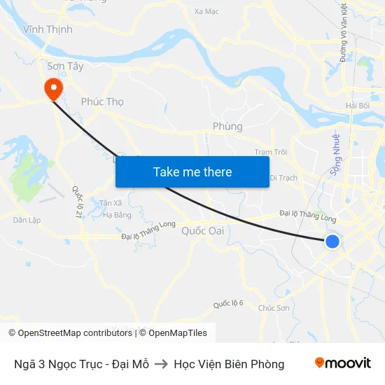 Ngã 3 Ngọc Trục - Đại Mỗ to Học Viện Biên Phòng map