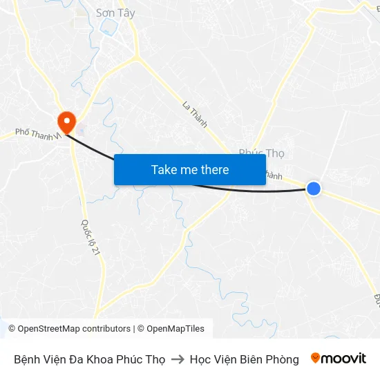 Bệnh Viện Đa Khoa Phúc Thọ to Học Viện Biên Phòng map