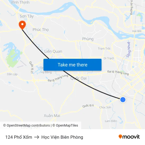 124 Phố Xốm to Học Viện Biên Phòng map
