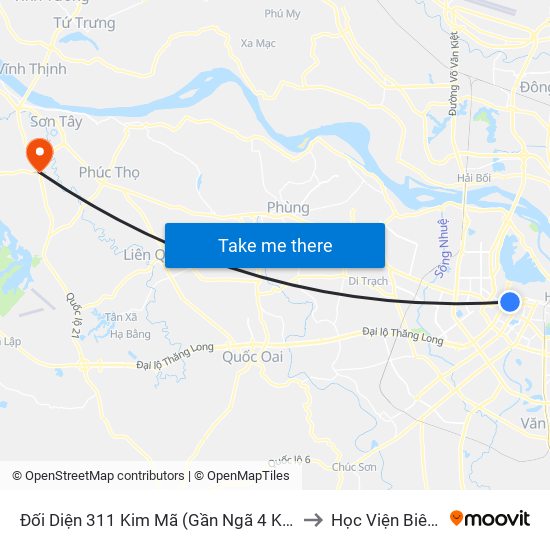 Đối Diện 311 Kim Mã (Gần Ngã 4 Kim Mã - Vạn Bảo) to Học Viện Biên Phòng map