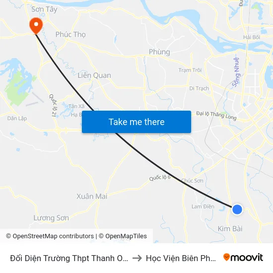 Đối Diện Trường Thpt Thanh Oai B to Học Viện Biên Phòng map