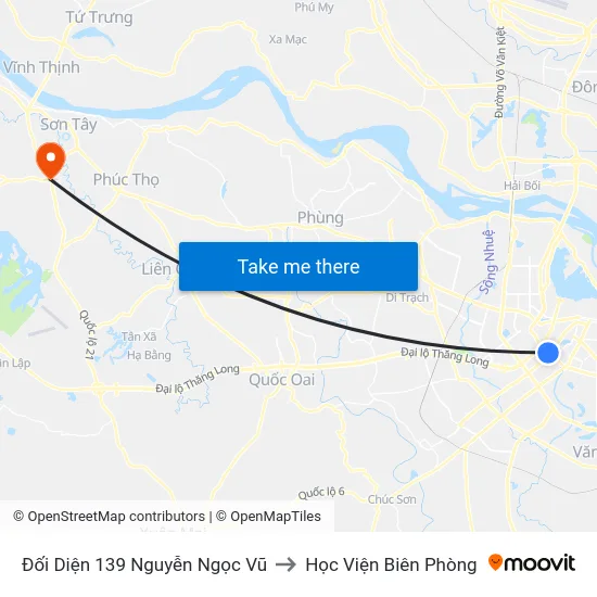 Đối Diện 139 Nguyễn Ngọc Vũ to Học Viện Biên Phòng map