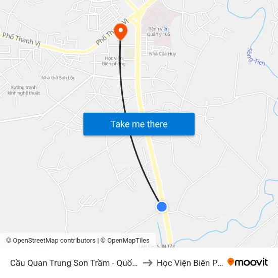 Cầu Quan Trung Sơn Trầm - Quốc Lộ 21a to Học Viện Biên Phòng map