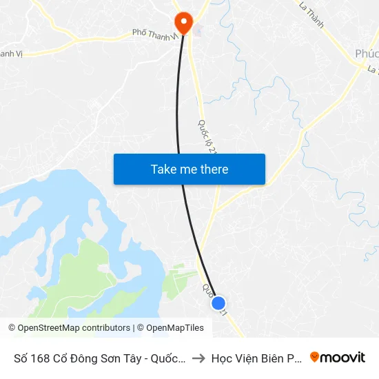 Số 168 Cổ Đông Sơn Tây - Quốc Lộ 21a to Học Viện Biên Phòng map