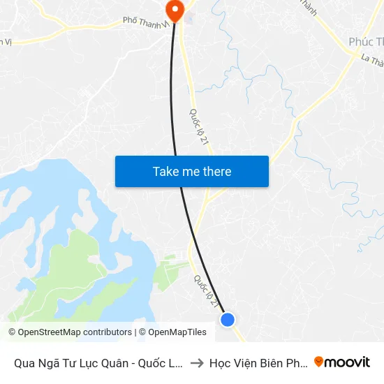 Qua Ngã Tư Lục Quân - Quốc Lộ 21a to Học Viện Biên Phòng map