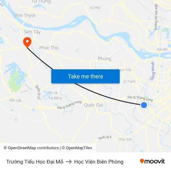 Trường Tiểu Học Đại Mỗ to Học Viện Biên Phòng map