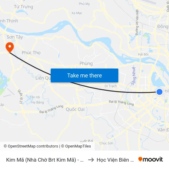 Kim Mã (Nhà Chờ Brt Kim Mã) - Biển Trước to Học Viện Biên Phòng map