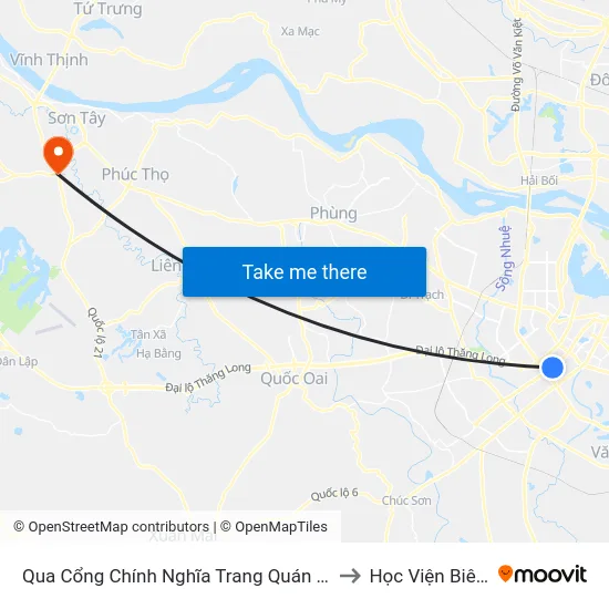 Qua Cổng Chính Nghĩa Trang Quán Dền - Nguyễn Tuân to Học Viện Biên Phòng map