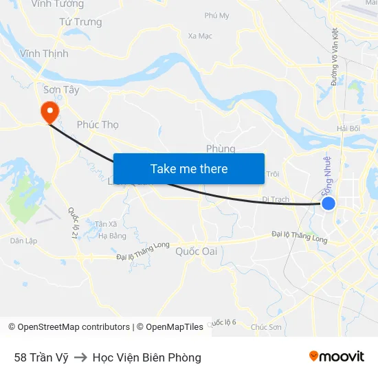 58 Trần Vỹ to Học Viện Biên Phòng map