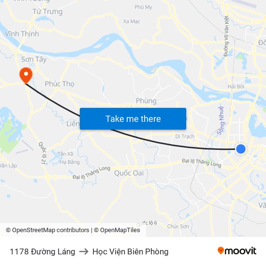 1178 Đường Láng to Học Viện Biên Phòng map