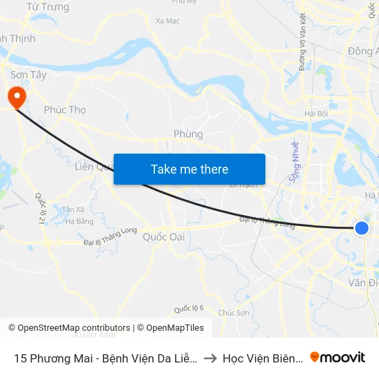 15 Phương Mai - Bệnh Viện Da Liễu Trung Ương to Học Viện Biên Phòng map