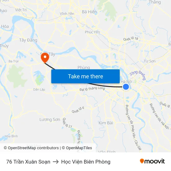 76 Trần Xuân Soạn to Học Viện Biên Phòng map