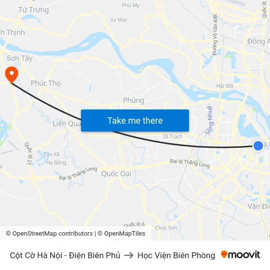 Cột Cờ Hà Nội - Điện Biên Phủ to Học Viện Biên Phòng map