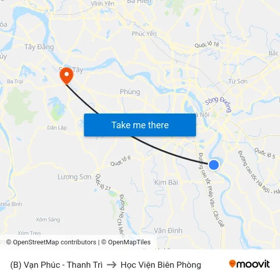 (B) Vạn Phúc - Thanh Trì to Học Viện Biên Phòng map