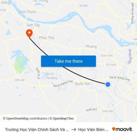 Trường Học Viện Chính Sách Và Phát Triển to Học Viện Biên Phòng map