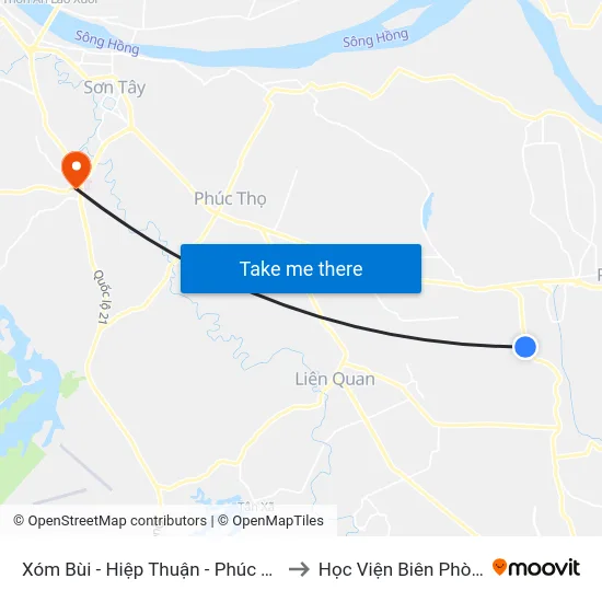 Xóm Bùi - Hiệp Thuận - Phúc Thọ to Học Viện Biên Phòng map