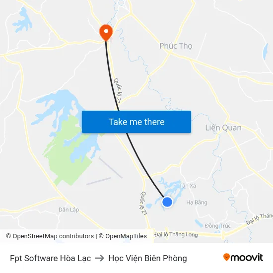 Fpt Software Hòa Lạc to Học Viện Biên Phòng map