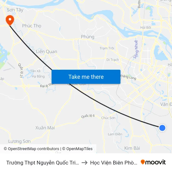 Trường Thpt Nguyễn Quốc Trinh to Học Viện Biên Phòng map