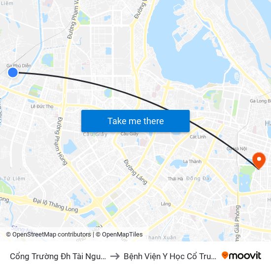 Cổng Trường Đh Tài Nguyên Môi Trường to Bệnh Viện Y Học Cổ Truyền Trung Ương map