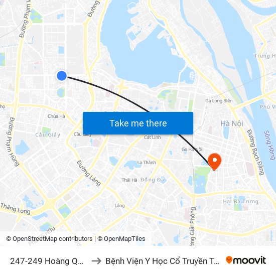 247-249 Hoàng Quốc Việt to Bệnh Viện Y Học Cổ Truyền Trung Ương map