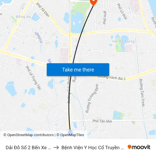 Dải Đỗ Số 2 Bến Xe Giáp Bát to Bệnh Viện Y Học Cổ Truyền Trung Ương map