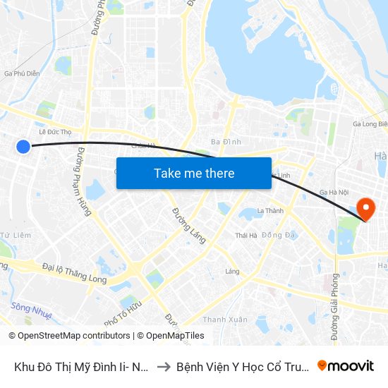 Khu Đô Thị Mỹ Đình Ii- Nguyễn Cơ Thạch to Bệnh Viện Y Học Cổ Truyền Trung Ương map