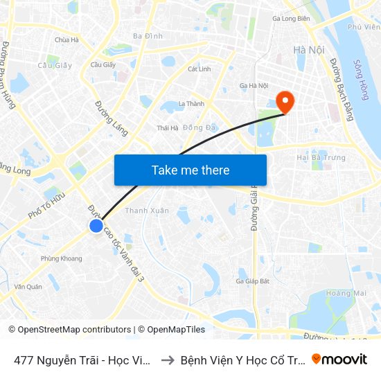 477 Nguyễn Trãi - Học Viện Khoa Học Xã Hội to Bệnh Viện Y Học Cổ Truyền Trung Ương map