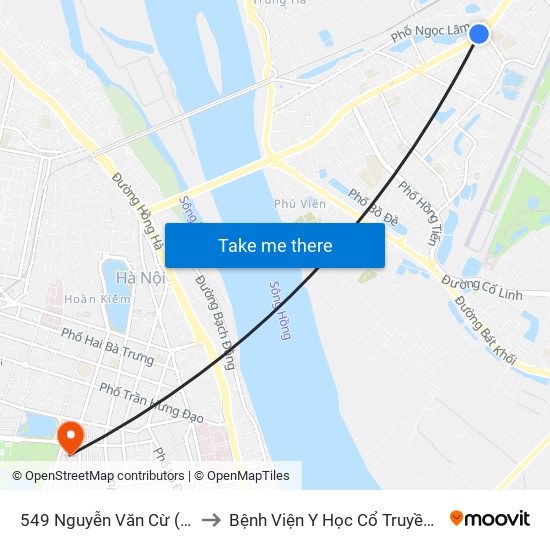 549 Nguyễn Văn Cừ (Cột Trước) to Bệnh Viện Y Học Cổ Truyền Trung Ương map