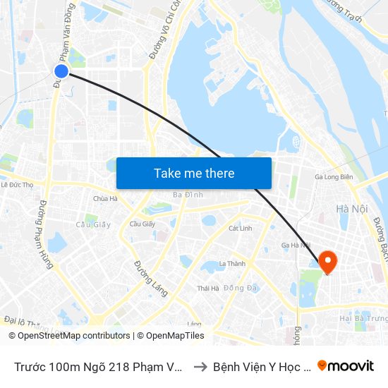 Trước 100m Ngõ 218 Phạm Văn Đồng (Đối Diện Công Viên Hòa Bình) to Bệnh Viện Y Học Cổ Truyền Trung Ương map