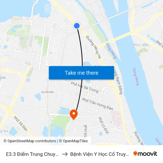 E3.3 Điểm Trung Chuyển Long Biên to Bệnh Viện Y Học Cổ Truyền Trung Ương map