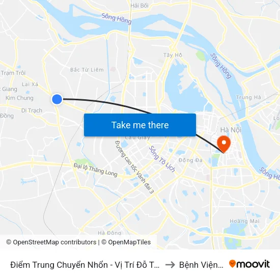Điểm Trung Chuyển Nhổn - Vị Trí Đỗ Tuyến 20, 29, 32 (Chiều Sơn Tây - Hà Nội)- Đường 32 to Bệnh Viện Mắt Trung Ương map
