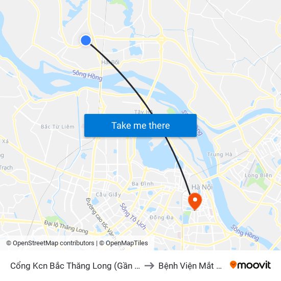 Cổng Kcn Bắc Thăng Long (Gần Cầu Vượt Bộ Hành) to Bệnh Viện Mắt Trung Ương map