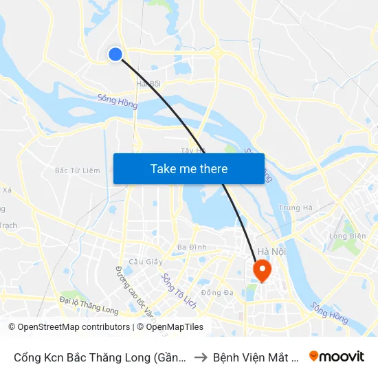 Cổng Kcn Bắc Thăng Long (Gần Cầu Vượt Bộ Hành) to Bệnh Viện Mắt Trung Ương map