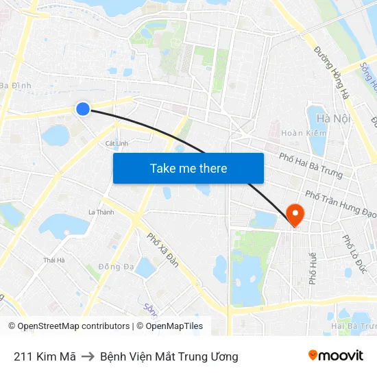 211 Kim Mã to Bệnh Viện Mắt Trung Ương map
