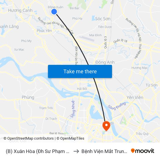 (B) Xuân Hòa (Đh Sư Phạm Hà Nội 2) to Bệnh Viện Mắt Trung Ương map