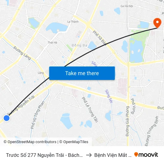 Trước Số 277 Nguyễn Trãi - Bách Hóa Giày Thượng Đình to Bệnh Viện Mắt Trung Ương map