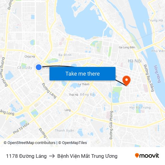 1178 Đường Láng to Bệnh Viện Mắt Trung Ương map