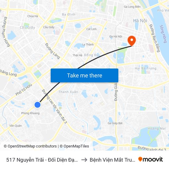 517 Nguyễn Trãi - Đối Diện Đại Học Hà Nội to Bệnh Viện Mắt Trung Ương map