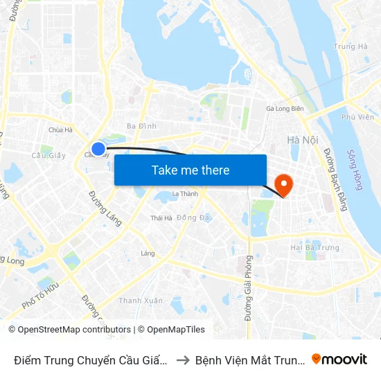 Điểm Trung Chuyển Cầu Giấy - Gtvt 02 to Bệnh Viện Mắt Trung Ương map