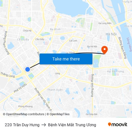 220 Trần Duy Hưng to Bệnh Viện Mắt Trung Ương map