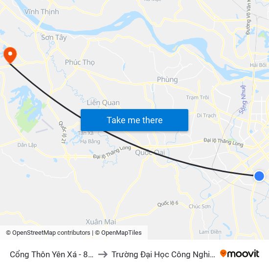 Cổng Thôn Yên Xá - 89 Cầu Bươu to Trường Đại Học Công Nghiệp Việt - Hung map