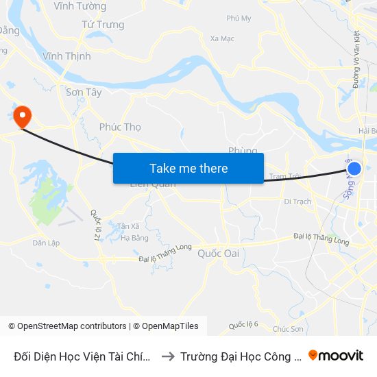 Đối Diện Học Viện Tài Chính - Đường Đức Thắng to Trường Đại Học Công Nghiệp Việt - Hung map