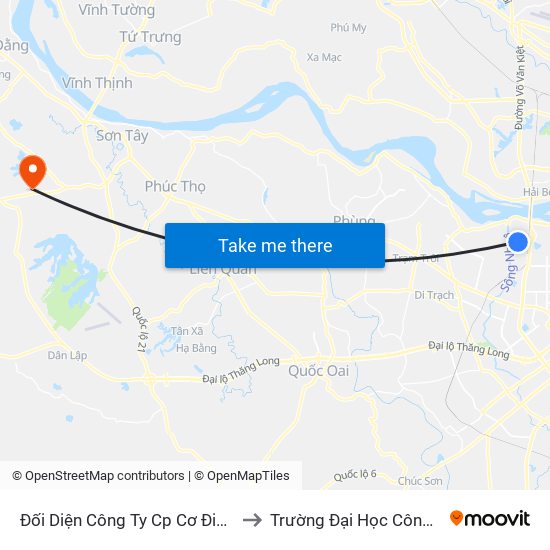 Đối Diện Công Ty Cp Cơ Điện Hn- Đường Đức Thắng to Trường Đại Học Công Nghiệp Việt - Hung map