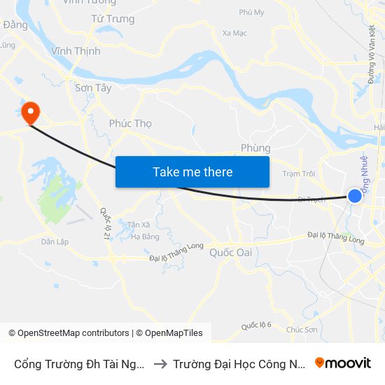 Cổng Trường Đh Tài Nguyên Môi Trường to Trường Đại Học Công Nghiệp Việt - Hung map